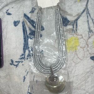 Silver Hammered Metal Statement Necklace